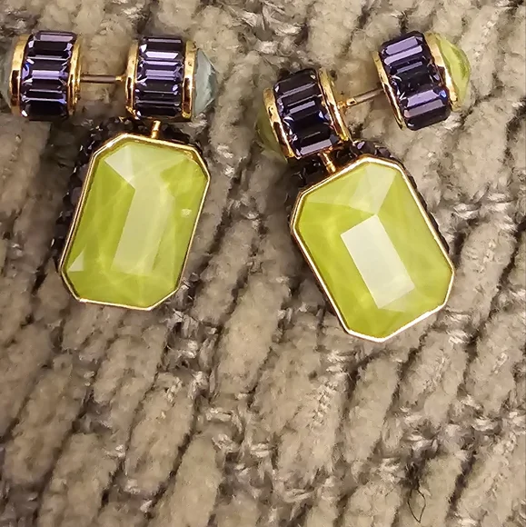 design.
Swarovski Orbita Reversible Drop Earrings - Green/ Purple/Blue - Picture 2 of 10